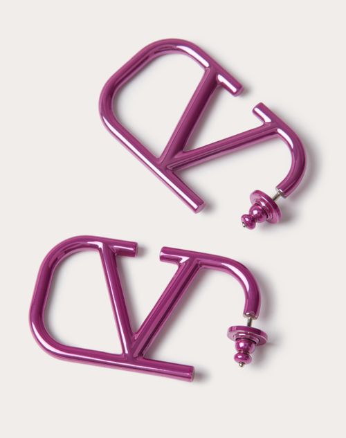 Valentino Garavani - Vlogo Signature Metal Earrings - Pink Pp - Woman - Jewelry