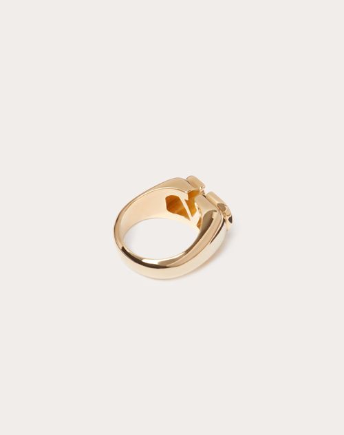 Vlogo Signature Metal Ring for Man in Gold | Valentino US