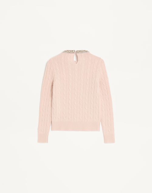 Valentino - Embroidered Wool Jumper - Rose Mist - Woman - Knitwear