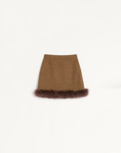 Valentino - Short Houndstooth Skirt - Brown - Woman - Skirts