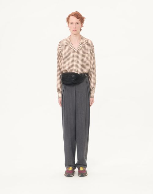 Valentino Garavani - Jean Waist Bag In Patchwork Nappa Leather With Chevron Pattern - Black - Man - Belt Bags