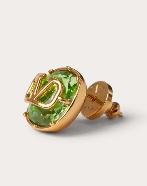 Valentino Garavani - Vlogo Signature Metal And Crystal Earrings E-commerce Exclusive - Gold/green - Woman - Accessories