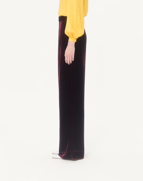 Valentino - Sablé Velvet Trousers - Maroon - Woman - Trousers And Shorts