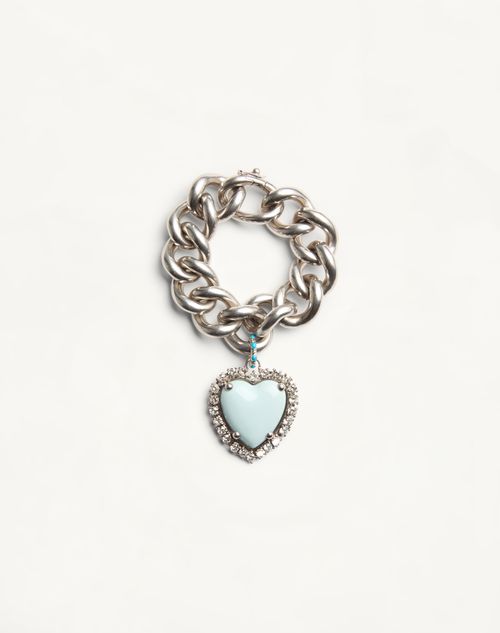 Valentino Garavani - Coeur Hyperbole Bracelet In Metal, Resin And Swarovski® Crystals - Palladium/azure - Woman - Jewelry