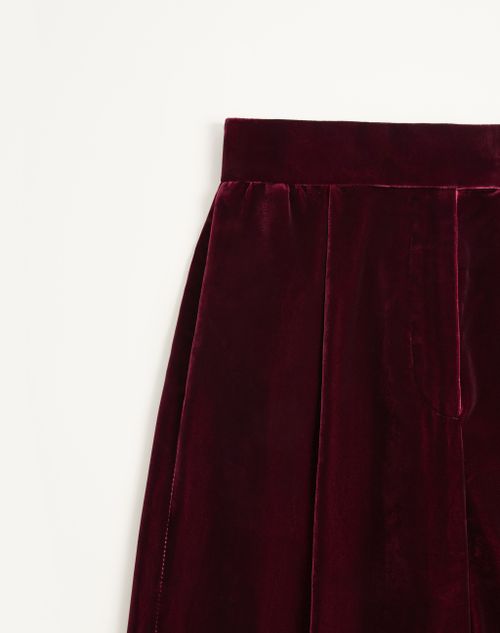 Valentino - Sablé Velvet Trousers - Maroon - Woman - Trousers And Shorts