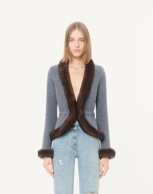 Valentino - Cashmere Jacket With Shearling Trim - Grey - Woman - Jackets And Blazers