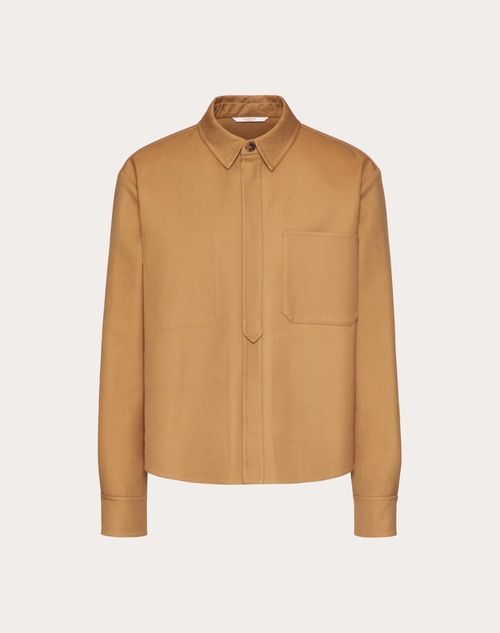 Valentino - Shirt Jacket In Lightweight Double-faced Cotton - Camel - Man - Outerwear