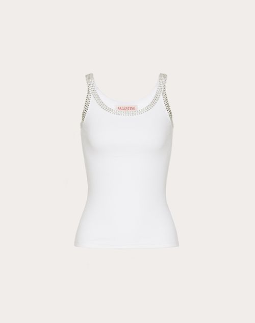 Valentino - Top Bordado De Tejido De Punto - Blanco - Mujer - Camisetas Y Sudaderas