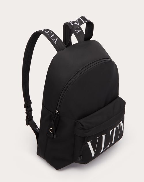 Vltn Nylon Backpack for Man in Black/white