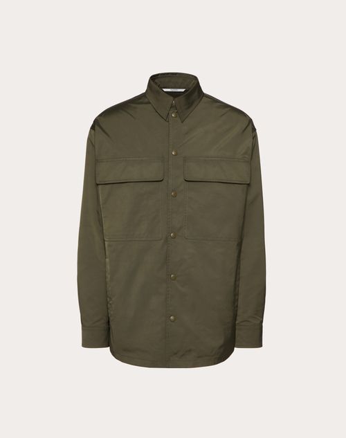 Valentino - Nylon Shirt Jacket With Vltn Tag - Olive - Man - Outerwear