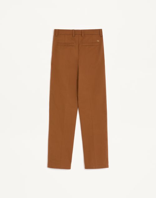 Valentino - Pantalone Valentino In Gabardina Di Cotone - Chocolate - Uomo - Pantaloni E Shorts