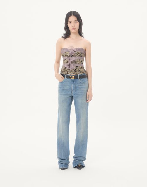 極美品❢VALENTINO　ヴァレンティノ　デニム　パンツ　ジーンズ　24 23年 ヴァレンティノ ワイド フレア パンツ デニム ジーンズ V