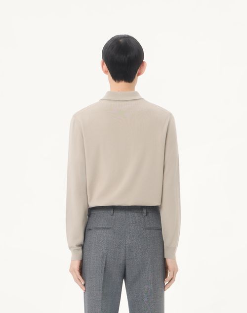 Valentino - Valentino Wool Polo Shirt With Vlogo - Light Grey - Man - Knitwear