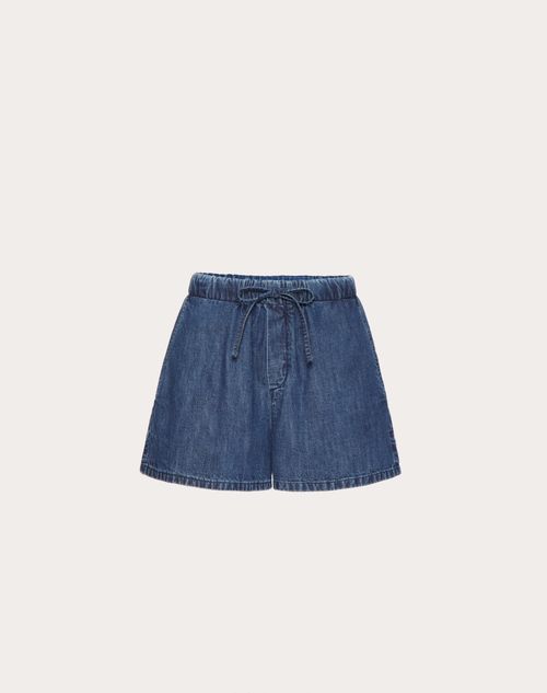 Valentino - Chambray Denim Shorts - Blue - Woman - Denim Shorts