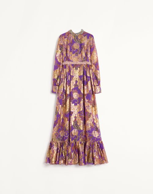 Valentino - Long Embroidered Dress In Fil Coupe' Lame' Cachemire Apres L'hiver - Multicolor - Woman - Ready To Wear