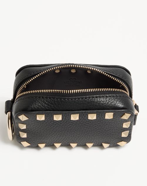 Valentino Garavani - Rockstud Charm In Grainy Calfskin - Black - Woman - Wallets And Small Leather Goods