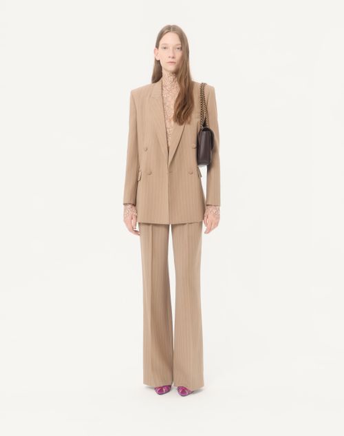 Valentino - Faded Pinstripe Jacket - Beige/ivory - Woman - Jackets And Blazers