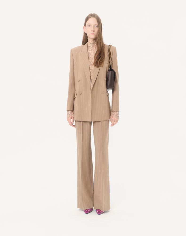 Valentino Faded Pinstripe Jacket Woman Beige/Ivory 46