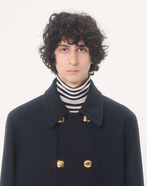 Valentino - Valentino Double-breasted Wool Felt Coat - Marine - Man - Outerwear