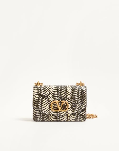Valentino Garavani - Valentino Garavani Vain Elaphe Leather Shoulder Bag With Cobra Print - Ivory/black - Woman - Shoulder Bags