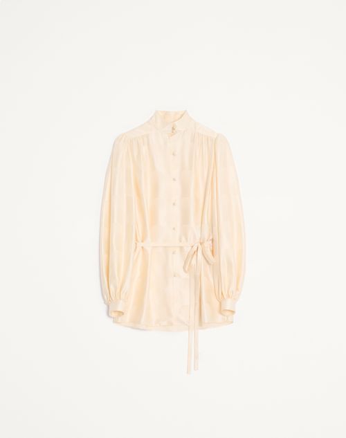 Valentino - Chemise Rayée À Pois Façon Jacquard - Ivoire - Femme - Chemises Et Tops