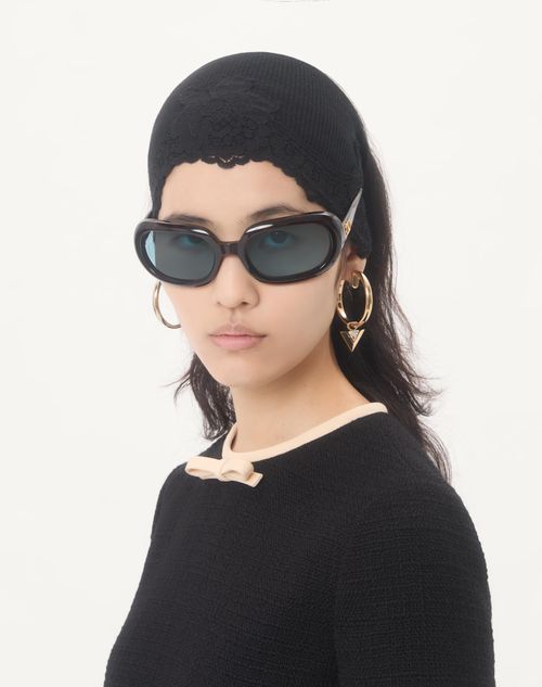 Valentino Garavani - Vlogo Signature Cashmere And Lace Headband - Black - Woman - Soft Accessories - Accessories