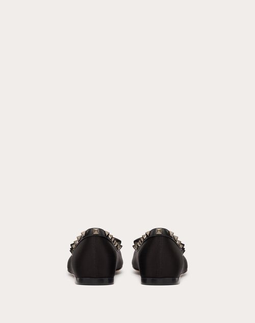 Valentino Garavani - Rockstud Satin Ballerina With Tone-on-tone Studs - Black - Woman - Woman View All