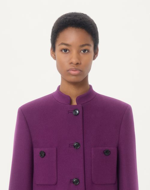 Valentino - Compact Drap Coat - Purple - Woman - Coats And Outerwear