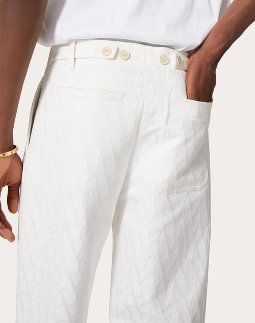 Cotton Canvas Trousers With Toile Iconographe Pattern for Man in Ivory ...