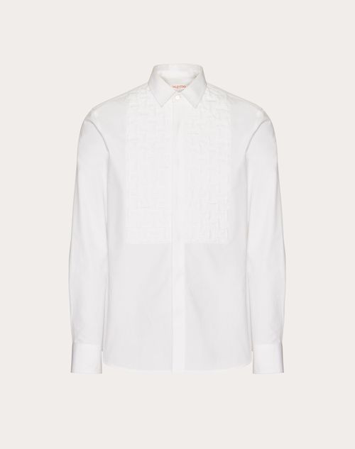 Valentino - Chemise En Popeline De Coton Avec Plastron Brodé - Blanc - Homme - New Shelf-rtw M Formal+toile