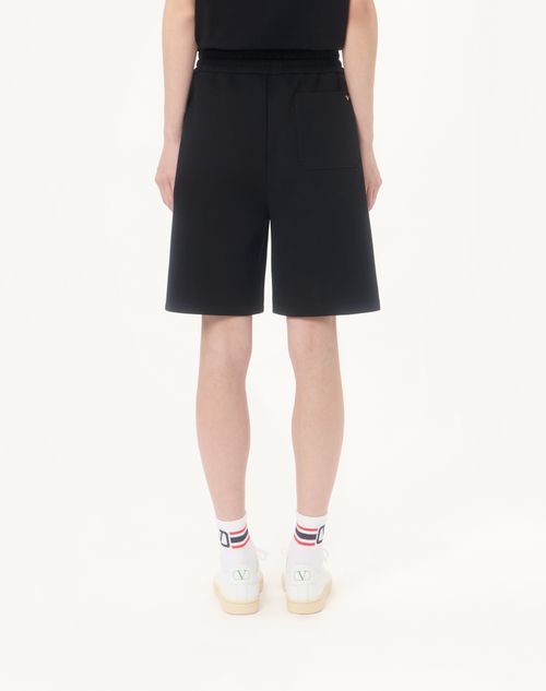 Valentino - Valentino Cotton Bermuda Shorts With Vgold - Black - Man - Pants And Shorts