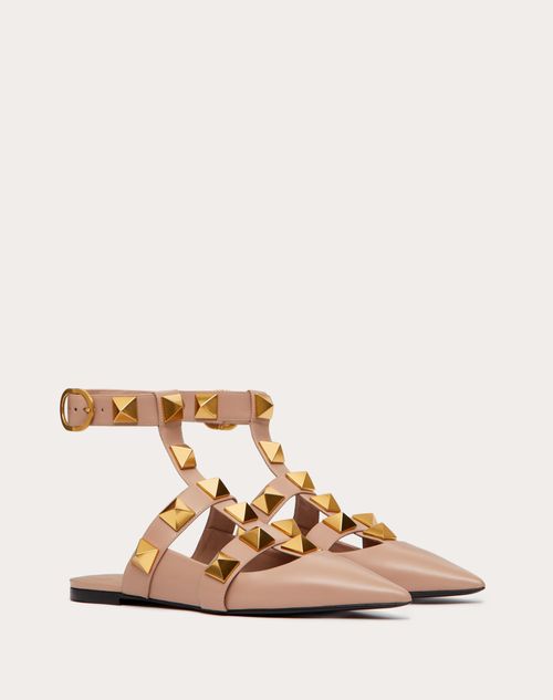 Valentino Garavani - Roman Stud Calfskin Ballet Flat - Rose Cannelle - Woman - Roman Stud Pumps/ballerinas - Shoes