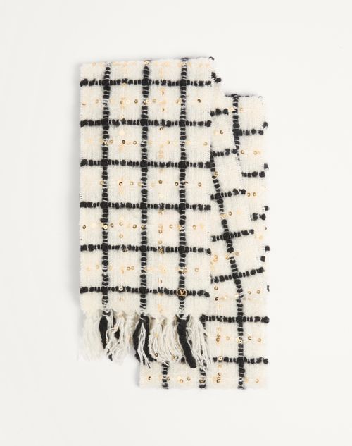 Valentino Garavani - Vlogo Signature Cashmere, Lurex And Silk Scarf - Black/ivory/gold - Woman - Soft Accessories