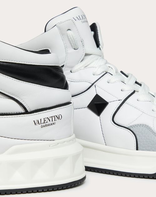 Valentino Garavani - One Stud Mid-top Calfskin Sneaker - White/ Black - Man - Man View All
