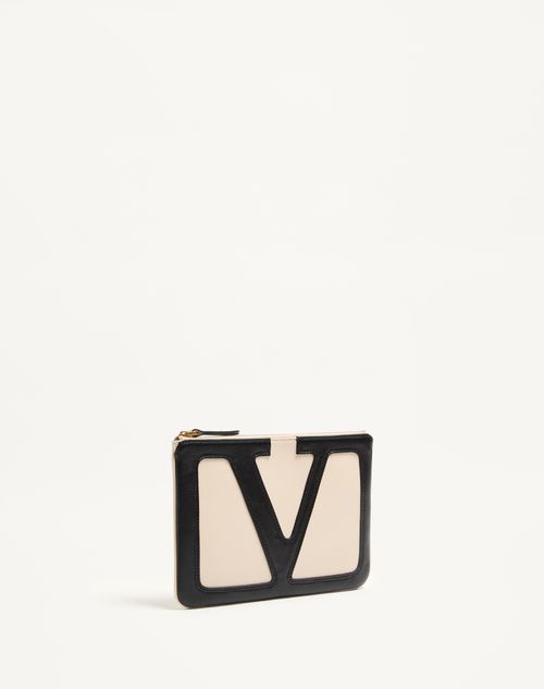 Valentino Garavani - Valentino Garavani Viva Superstar Nappa Leather Pouch - Butter/black - Woman - Wallets & Cardcases - Accessories
