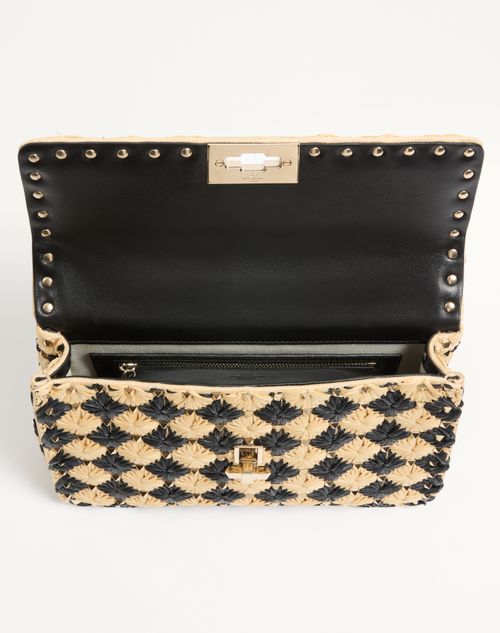 Valentino Garavani - Valentino Garavani Medium Rockstud Spike Bag Embroidered In Raffia - Natural - Woman - Woman Bags & Accessories Sale