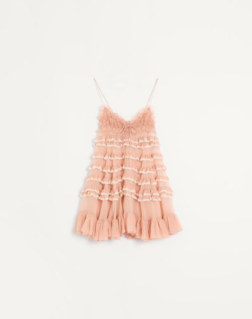Valentino - Vestido Corto De Chiffon - Agua De Rosas - Mujer - Ropa