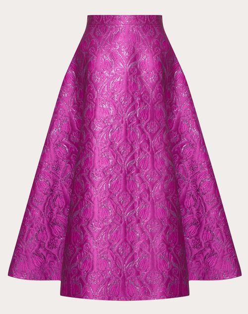 Valentino - Metamorphos Tulips Brocade Midi Skirt - Primrose - Woman - Skirts