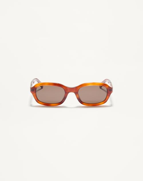Valentino - Rectangular Acetate Eyewear - Havana/brown - Unisex - Eyewear