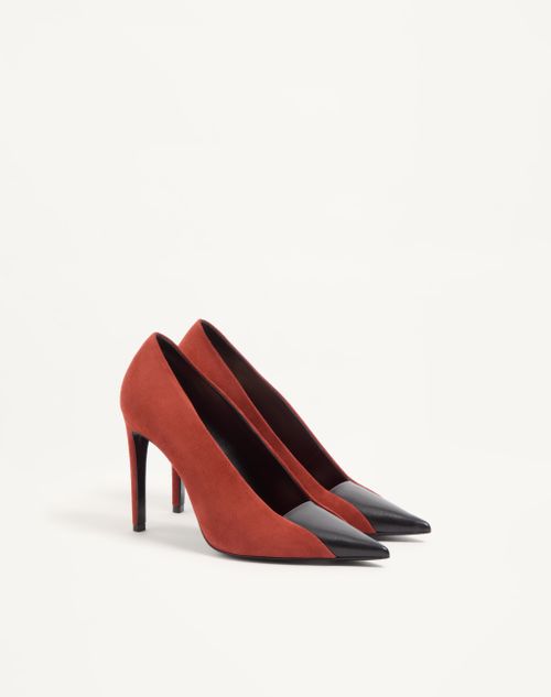 Valentino Garavani - Décolleté Révélé In Camoscio 105mm - Ruggine/nero - Donna - Décolleté E Slingbacks