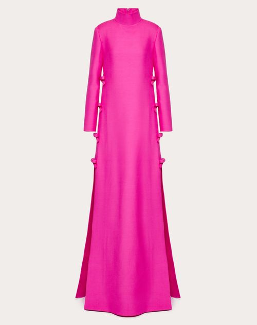 Crepe Couture Evening Dress With Bow Detail for Woman in Pink | Valentino