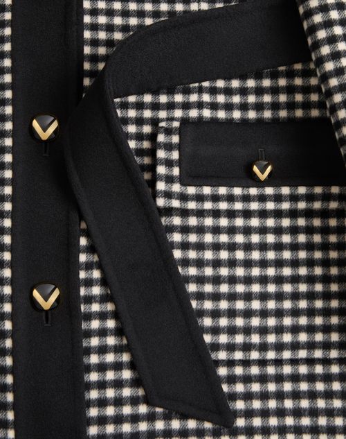 Valentino - Micro Vichy Coat - Ivory/black - Woman - Coats And Outerwear