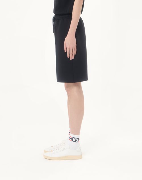 Valentino - Valentino Cotton Bermuda Shorts With Vgold - Black - Man - Pants And Shorts
