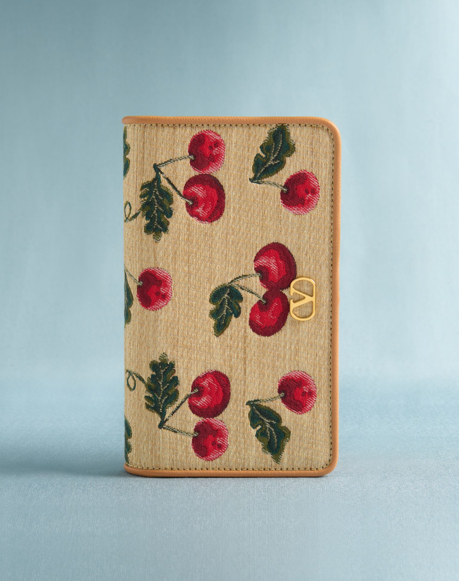 발렌티노 브이로고 시그니처 체리픽 패턴 자카드 라피아 미니 숄더백 6W0P0AK8CJR_R9F