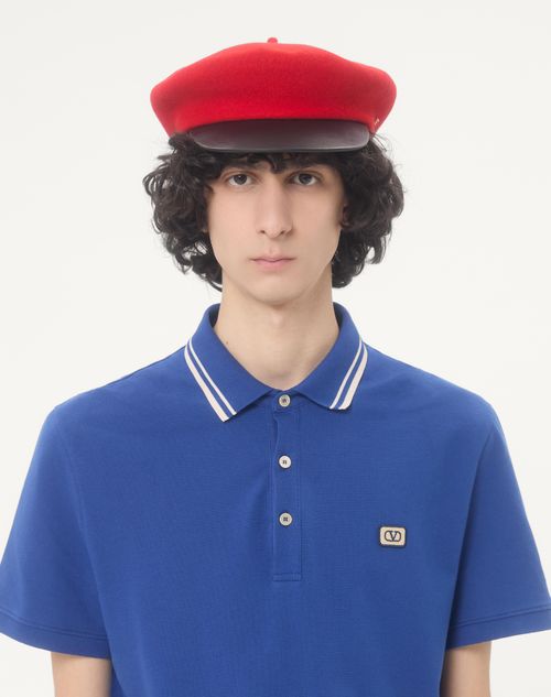 Valentino - Cotton Piqué Polo Shirt With Vlogo Patch - Blue - Man - T-shirts And Sweatshirts