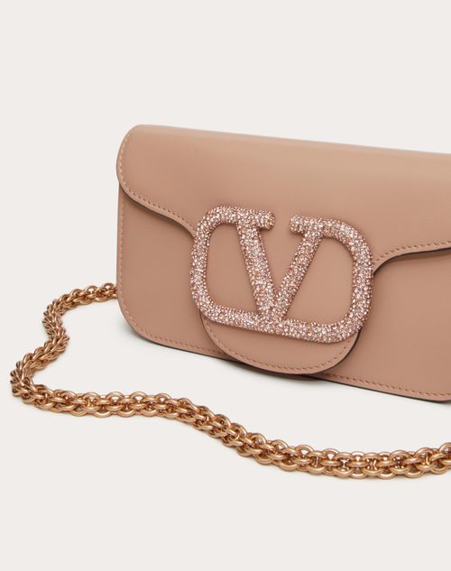Logo Valentino Clutch Gold Valentino Garavani Locò Small Shoulder