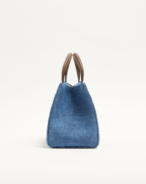 Valentino Garavani - Valentino Garavani Alltime Medium Handbag In Denim With Embroidered Strap - Denim - Woman - Top Handle Bags