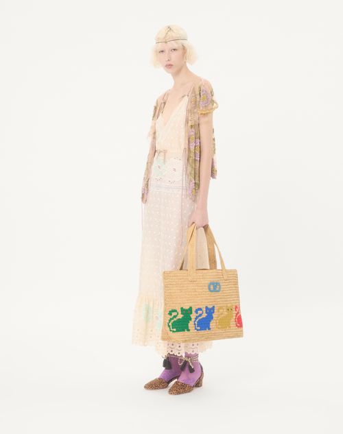 Valentino Garavani - Valentino Garavani Raffiachat Large Raffia Shopping Bag - Natural - Woman - Totes