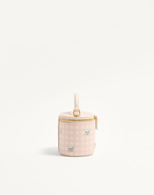 Valentino Garavani - Vlogo Signature Mini Vanity Bag In Le Chat De La Maison Grainy Calfskin - Pink/ivory - Woman - Clutches