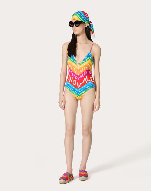 VALENTINO CHEVRON LYCRA 24 ONE-PIECE SWIMSUIT